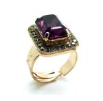 Ring By Mariana Woman Rectangle Tanzanite and Amethyst Swarovski Crystals - Image 2