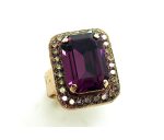 Ring By Mariana Woman Rectangle Tanzanite and Amethyst Swarovski Crystals - Image 3