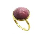 Mariana Ring Beautiful Round Shape Rhodonite Mineral My Treasures Coll.