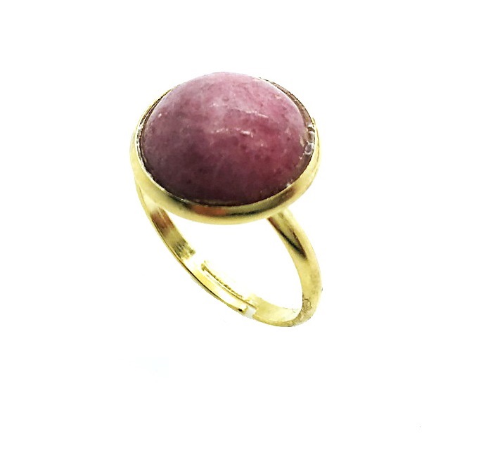 R-7112 M67 (2) Mariana Ring Beautiful Round Shape Rhodonite Mineral My Treasures Coll. - Image 1