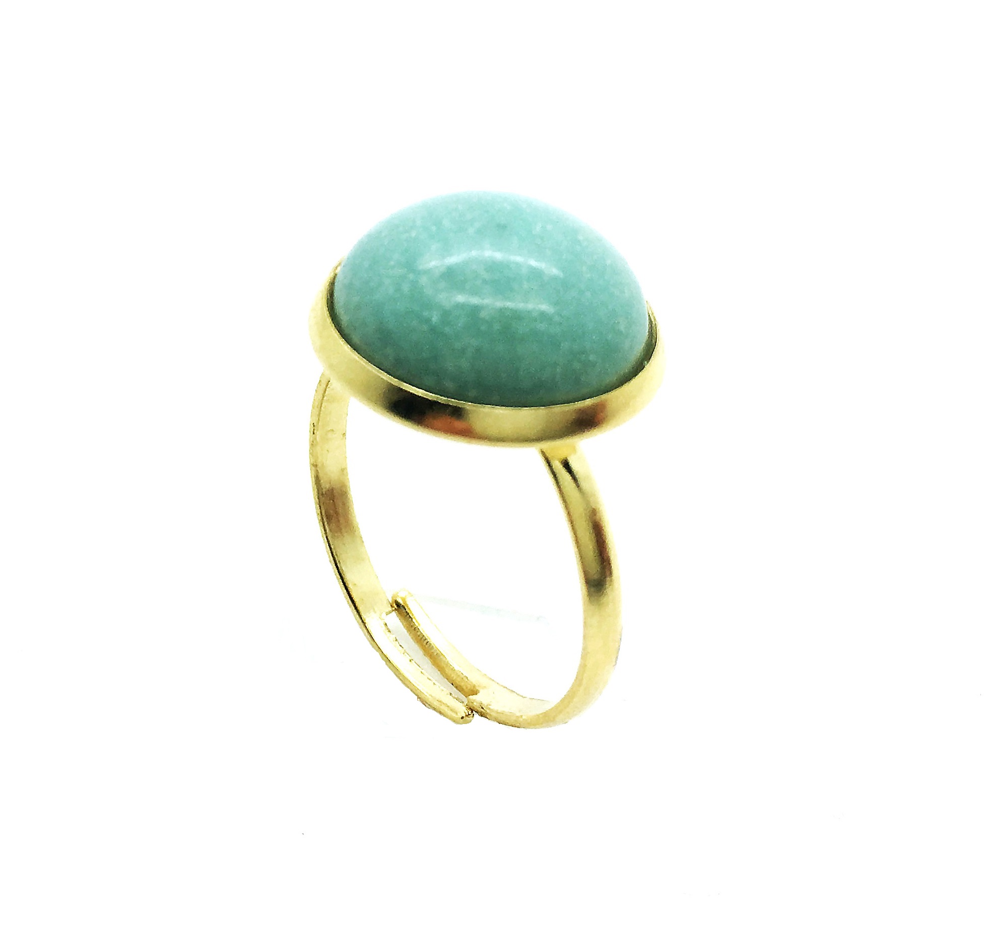 R-7112 M80 (3) Mariana Ring Beautiful Round Shape Amazonite Mieral My Reasures Coll. - Image 1