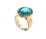Mariana Ring Round Shape Turquoise Mineral & Light Blue Swarovski Crystals Zambezi Africa Coll. - Image 2