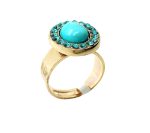 Mariana Ring Round Shape Turquoise Mineral & Light Blue Swarovski Crystals Zambezi Africa Coll. - Image 3