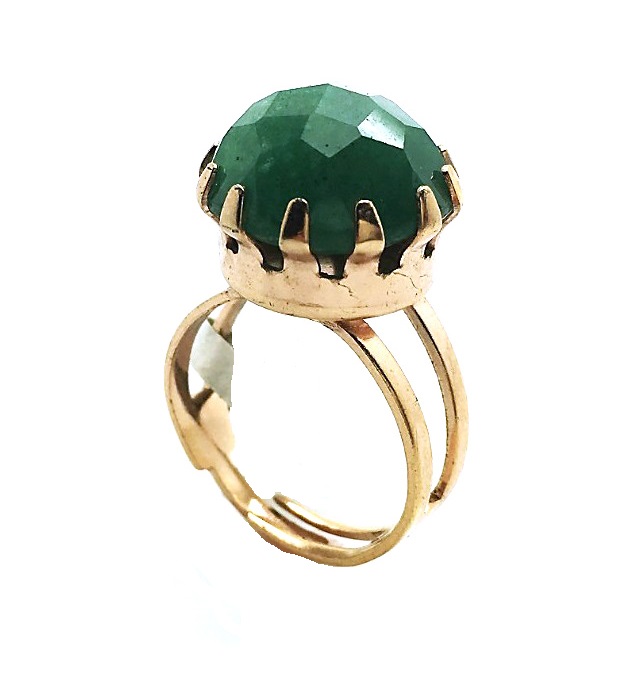 R-7133M 17 (6) Ring By Mariana Woman Round Shape Faceted Green Swarovski Crystals - Image 1