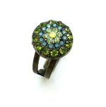 Mariana Ring Beautiful Round Shape Green, Light Blue & Yellow Swarovski Crystals - Image 3