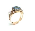 Ring By Mariana Woman Beautiful Light Olive Green and Clear Pink Swarovski Crystals - Image 2