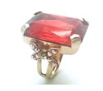 Mariana Ring Rectungle & Butterfly Shape Red Swarovski Crystal Jade Olive Coll. - Image 2
