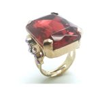 Mariana Ring Rectungle & Butterfly Shape Red Swarovski Crystal Jade Olive Coll. - Image 3