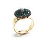 Ring By Mariana Woman Round Purple and Forest Green Swarovski Crystals