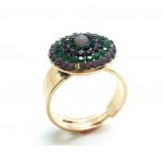 Ring By Mariana Woman Round Purple and Forest Green Swarovski Crystals