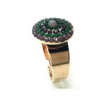 Ring By Mariana Woman Round Purple and Forest Green Swarovski Crystals - Image 3