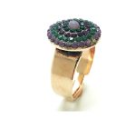 Ring By Mariana Woman Round Purple and Forest Green Swarovski Crystals - Image 2