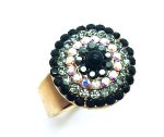 Mariana Ring Beautiful Round Shape Black, Grey & Crystal AB Swarovski Crystals - Image 3