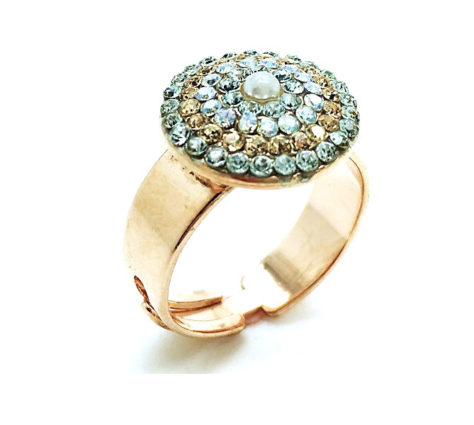 R-7193-MOL361-RG (2) Mariana Ring Beautiful Round Shape Clear, Honey & White Swarovski Crystals - Image 1