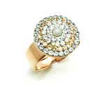 Mariana Ring Beautiful Round Shape Clear, Honey & White Swarovski Crystals - Image 3