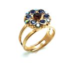 Ring By Mariana Woman Beautiful Smoked Topaz Flower Shape Swarovski Crystals