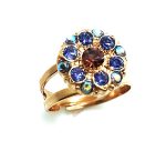 Ring By Mariana Woman Beautiful Smoked Topaz Flower Shape Swarovski Crystals - Image 2