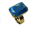 Mariana Ring Beautiful Rectungle Shape Blue & Green Crystal Swarovski - Image 2