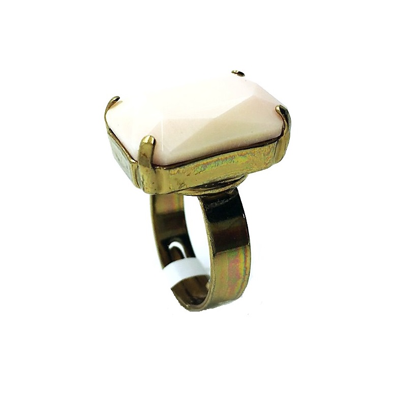 R-7283-2-11R-EG (2) Mariana Ring Labradorite Beautiful Rectungle Shape Cream Swarovski Crystal - Image 1