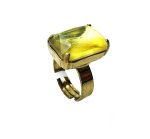 Mariana Ring Labradorite Beautiful Rectungle Shape Yellow Swarovski Crystal