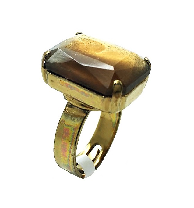 R-7283-2-29R-EG (3) Mariana Ring Beautiful Rectungle Shape Brown Swarovski Crystal - Image 1