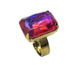 Ring By Mariana Woman Green Quartz Beautiful Cushion Shape Red Swarovski Crystal