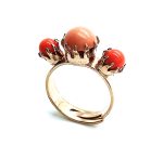 Mariana Ring Beautiful Flower Shape Red & Peach Swarovski Crystals Ring of Fire Nostalgia Coll.