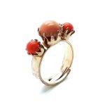 Mariana Ring Beautiful Flower Shape Red & Peach Swarovski Crystals Ring of Fire Nostalgia Coll. - Image 3