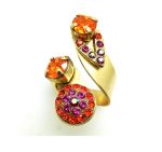 Mariana Ring Beautiful Flower Shape Red & Purple Swarovski Crystal - Image 3