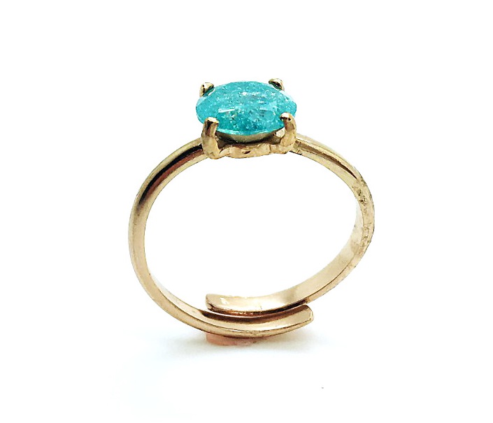 R-7606-013ZIR-RG (6) Mariana Ring Beautiful Round Shape Light Blue Swarovski Crystal My Treasures Coll. - Image 1