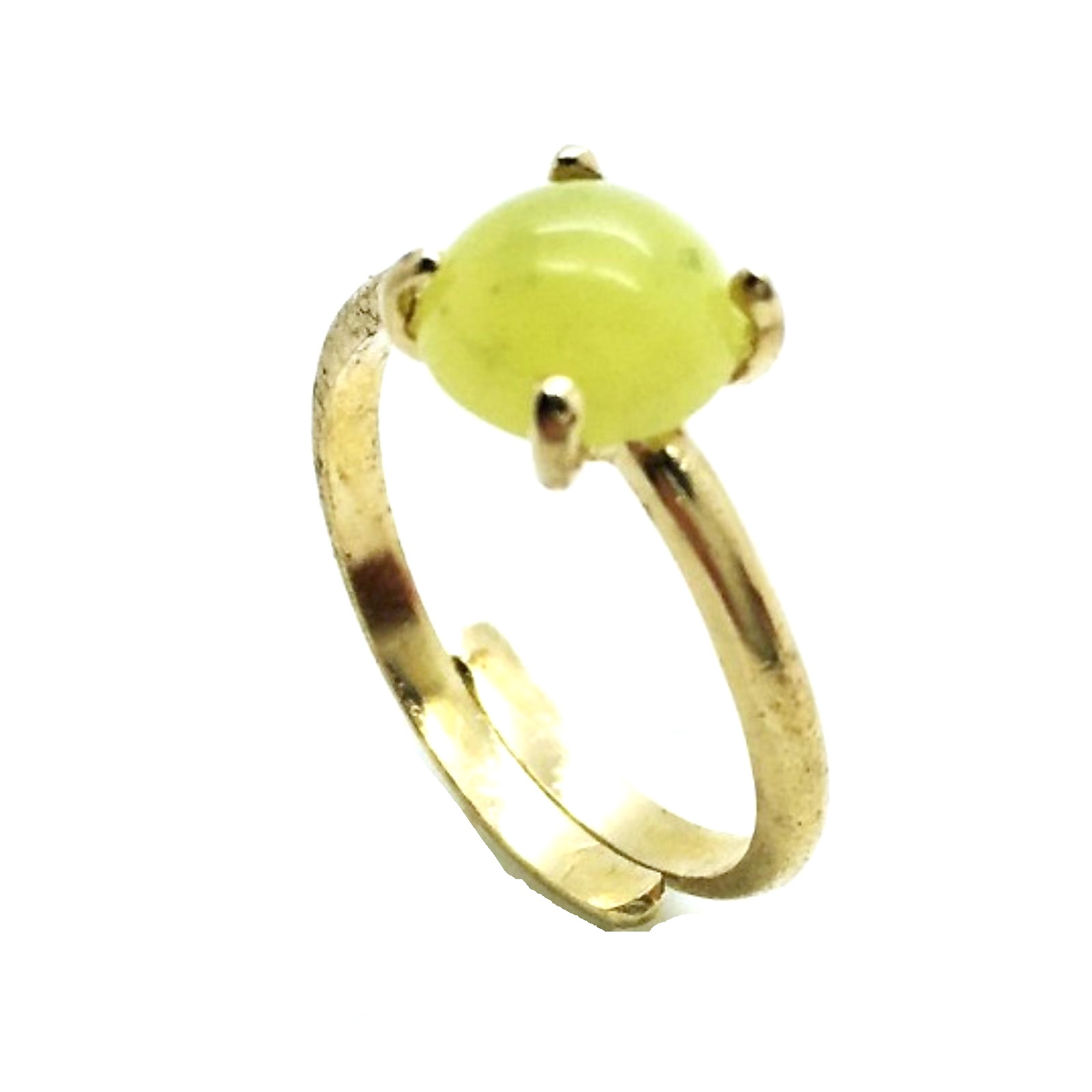 R-7606-M47-YG (3) Mariana Ring Beautiful Round Shape Jade Olive Stone Moondance Songbook Coll. - Image 1