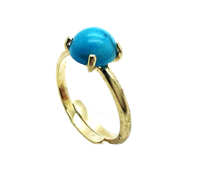 R-7606 M77 (2) Mariana Ring Beautiful Round Shape Howlite Turqoise Mineral My Treasures Coll. - Image 1
