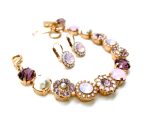 Mariana Jewelry Set Bracelet & Earrings Rose Opal & Amethyst Austrian Crystals Jamaica Caribbean Life Coll. - Image 2