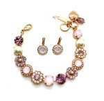 Mariana Jewelry Set Bracelet & Earrings Rose Opal & Amethyst Austrian Crystals Jamaica Caribbean Life Coll.