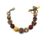 Bracelet By Mariana My Treasures Coll. Jasper Mineral, Marbled Stone, Topaz, Coral & Hyacinth Swarovski Crystals