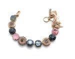 Bracelet By Mariana Snowflake Obsidian and Rose Swarovski Crystals - RG