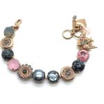 Bracelet By Mariana Snowflake Obsidian and Rose Swarovski Crystals - RG