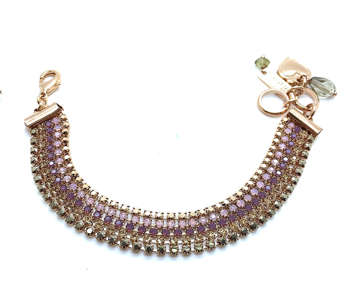 B-4518-1096-RG (1) Mariana Bracelet Purple & Rose 5 Lines Swarovski Crystal My Treasures Coll. - Image 1