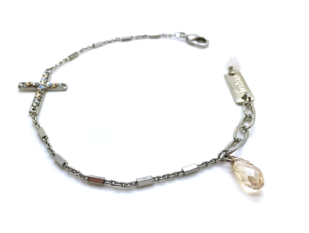 B-4520-39361-SP (1) Bracelet By Mariana Woman Elegant Light Azure Cross Swarovski Crystals - Image 1