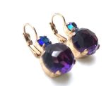 Earrings By Mariana Woman Faceted Amethyst and Metallic Blue Swarovski Crystals - Image 3