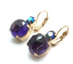 Earrings By Mariana Woman Faceted Amethyst and Metallic Blue Swarovski Crystals - Image 2