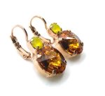 Earrings By Mariana Fiesta Ambrosia Coll. Yellow & Honey Round Swarovski Crystals - Image 3