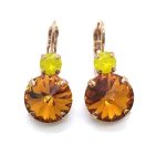 Earrings By Mariana Fiesta Ambrosia Coll. Yellow & Honey Round Swarovski Crystals - Image 2