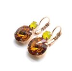 Earrings By Mariana Fiesta Ambrosia Coll. Yellow & Honey Round Swarovski Crystals