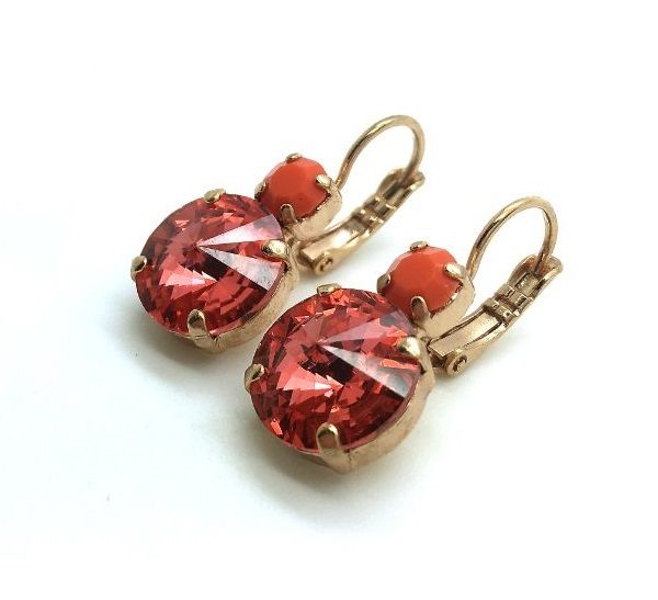 Earrings By Mariana Woman Padparadscha and Orange Swarovski Crystal