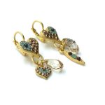 Earrings By Mariana Woman Heart Shape Pacific Opal and Topaz Swarovski Crystals - Image 3