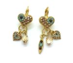 Earrings By Mariana Woman Heart Shape Pacific Opal and Topaz Swarovski Crystals