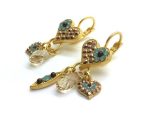 Earrings By Mariana Woman Heart Shape Pacific Opal and Topaz Swarovski Crystals - Image 2