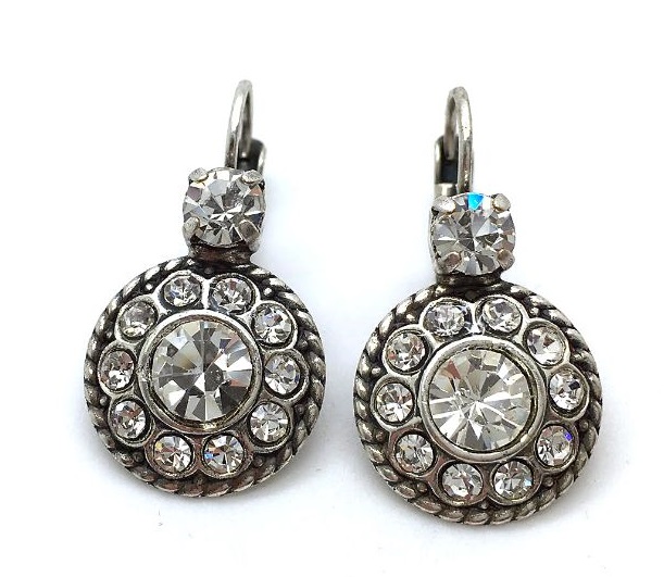 E-1048-2-001001-SP6 (1) Earrings By Mariana Inspiration Coll. Clear Flower Swarovski Crystals - Image 1