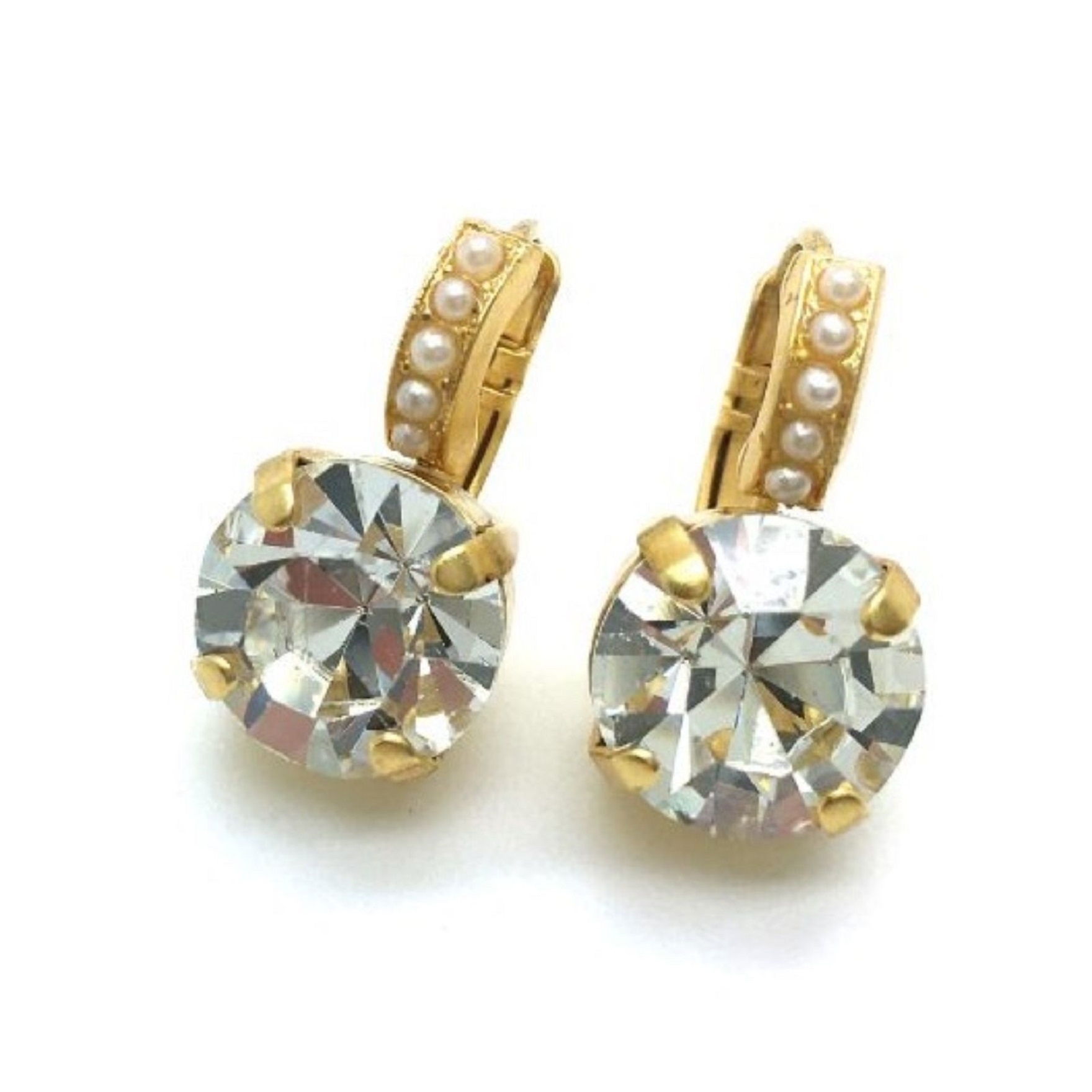 E-1056-M48001-MY6 (2) Earrings By Mariana Sweet Summer Coll. Round Pearls & Clear Swarovski Crystals - Image 1
